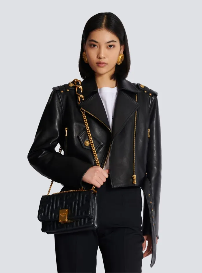 1945 Soft Small Bag In Quilted Leather Black Women Balmain Crossbody Bags