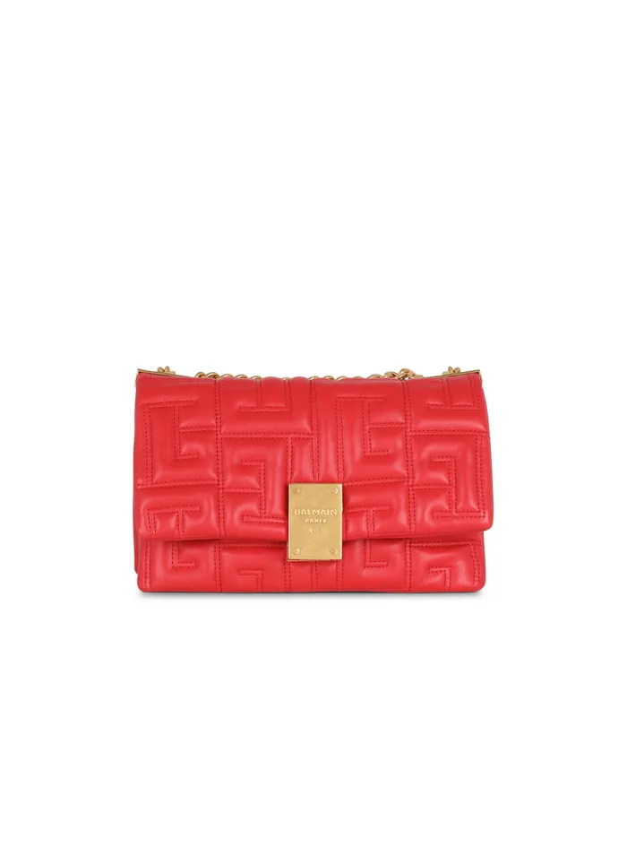 1945 Soft Small Bag In Quilted Leather Red Women Balmain Crossbody Bags