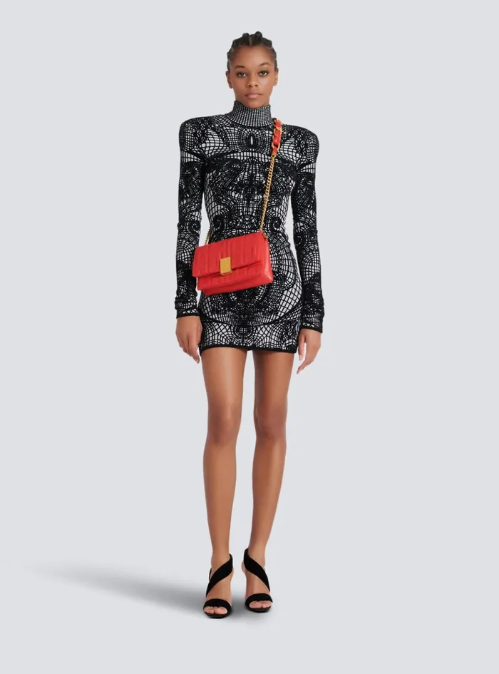 1945 Soft Small Bag In Quilted Leather Red Women Balmain Crossbody Bags