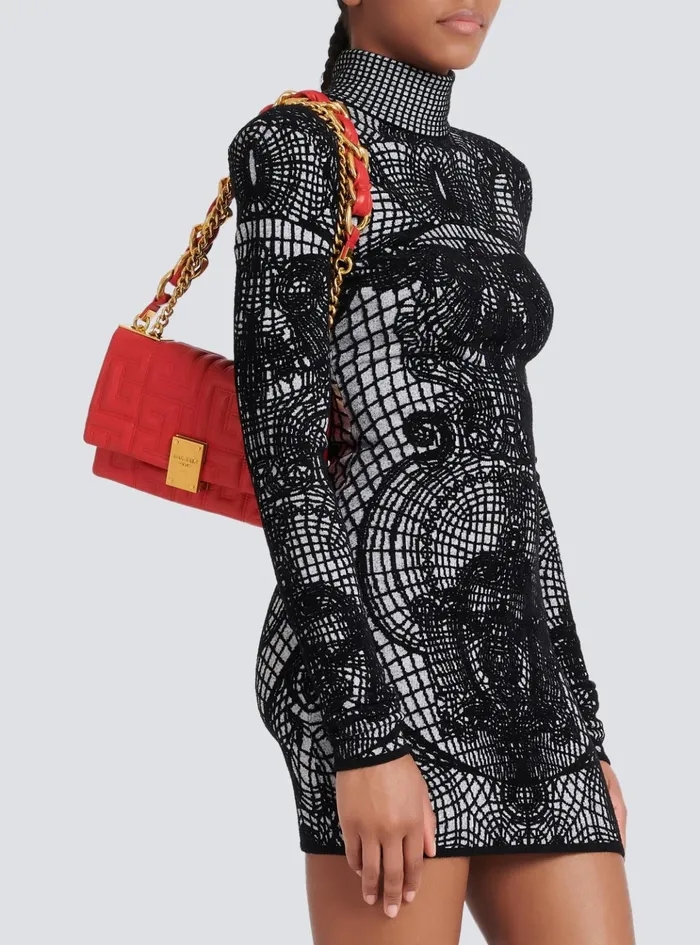 1945 Soft Small Bag In Quilted Leather Red Women Balmain Crossbody Bags
