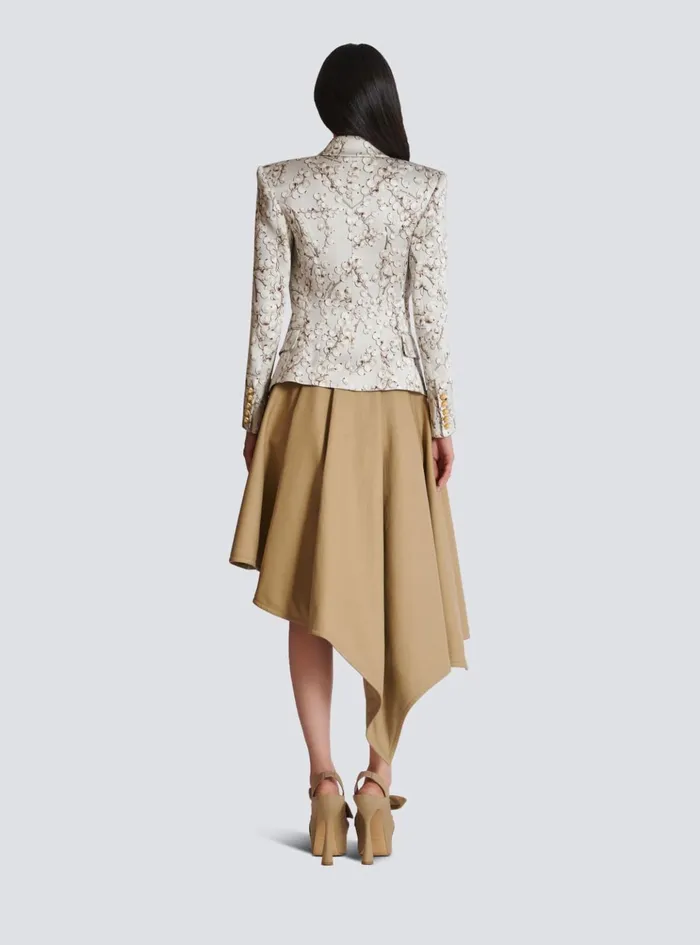 6button Satin Jacket With Redcurrant Print Beige Women Balmain Jackets And Blazers