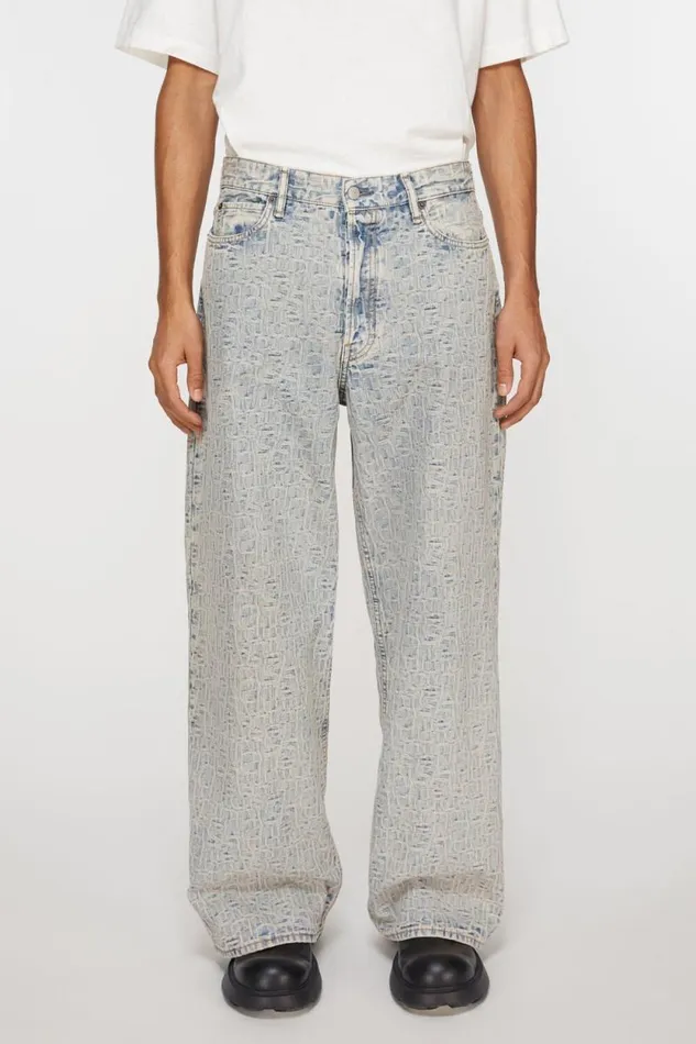 Acne Studios Baggy Fit Jeans 8211 1981M Monogram Bluebeige Men Jeans