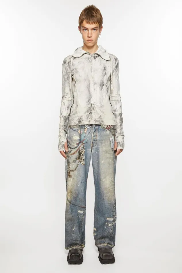 Acne Studios Baggy Fit Trousers 8211 1981M Mid Blue Men Jeans