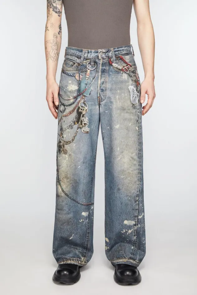 Acne Studios Baggy Fit Trousers 8211 1981M Mid Blue Men Jeans Acne Studios Baggy Fit Trousers 8211 1981M Mid Blue Men Jeans