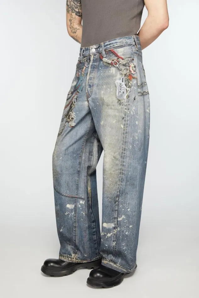 Acne Studios Baggy Fit Trousers 8211 1981M Mid Blue Men Jeans Acne Studios Baggy Fit Trousers 8211 1981M Mid Blue Men Jeans