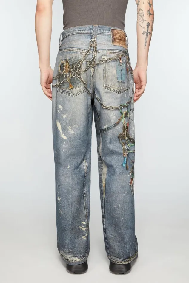 Acne Studios Baggy Fit Trousers 8211 1981M Mid Blue Men Jeans Acne Studios Baggy Fit Trousers 8211 1981M Mid Blue Men Jeans