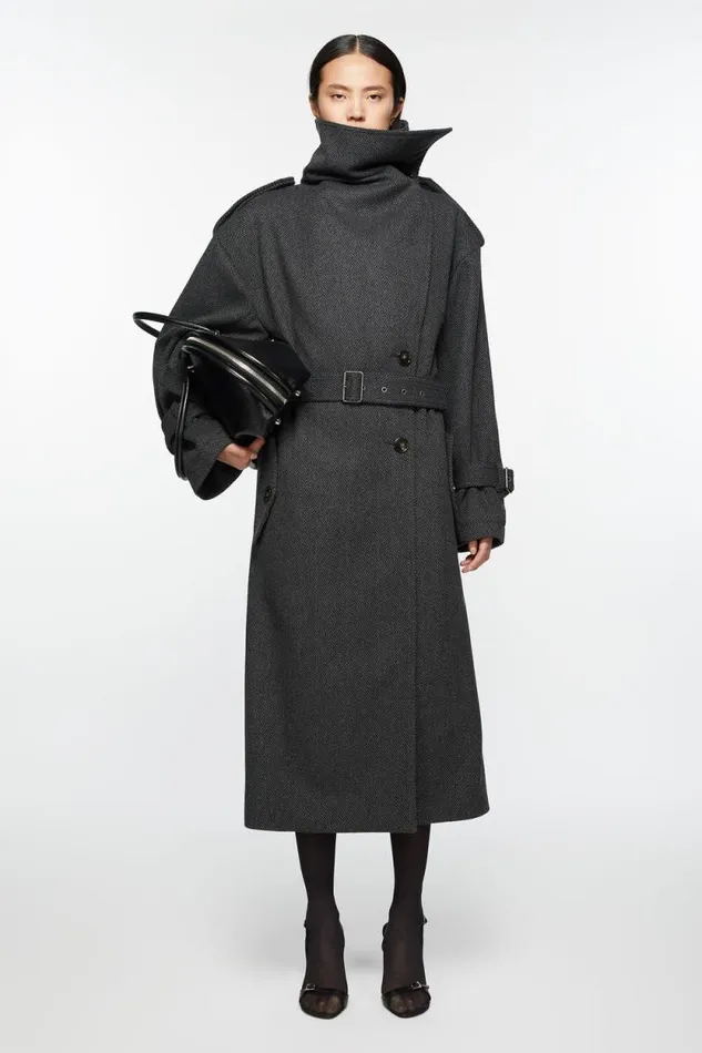 Acne Studios Belted Coat Greyblack Women Outerwear