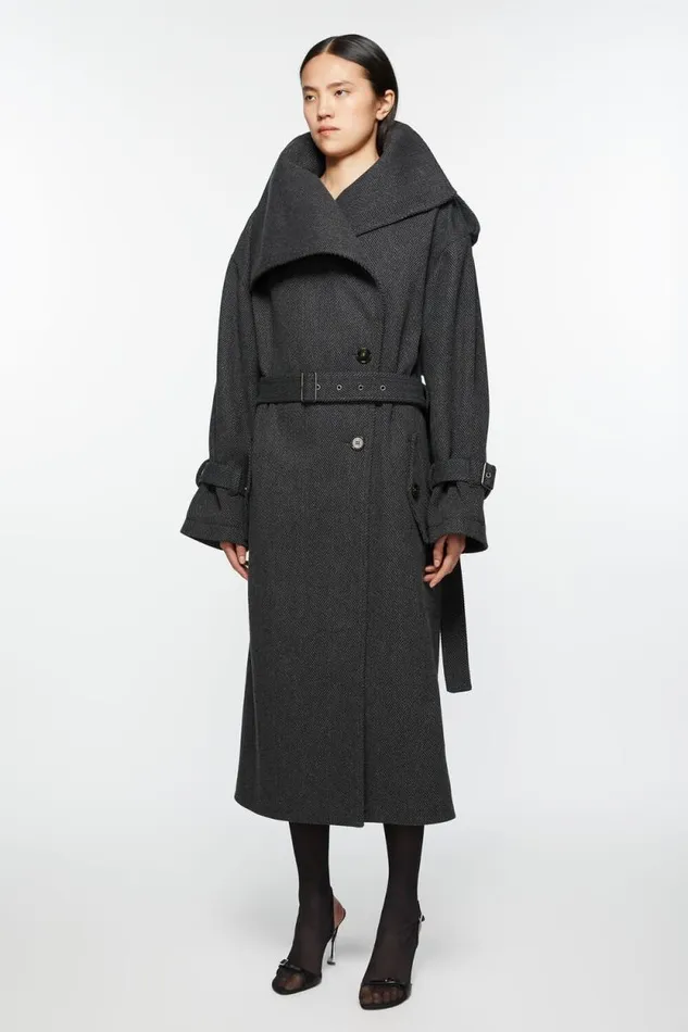 Acne Studios Belted Coat Greyblack Women Outerwear