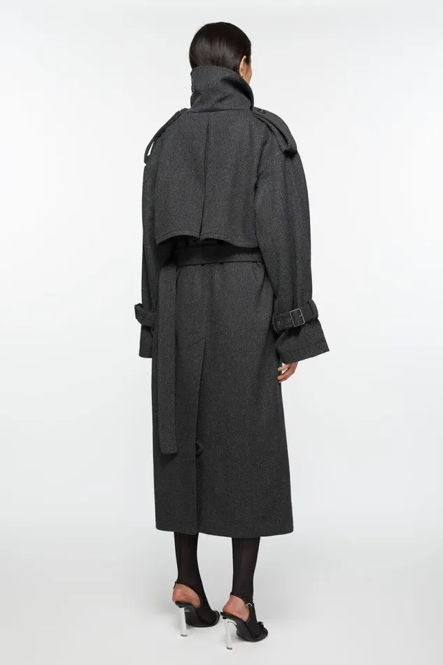 Acne Studios Belted Coat Greyblack Women Outerwear