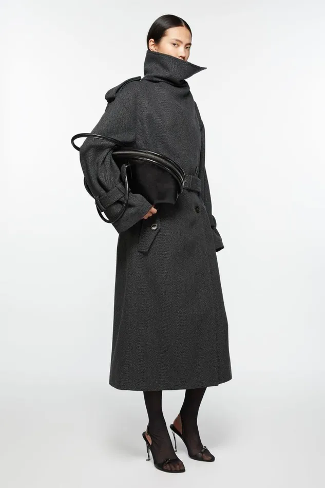 Acne Studios Belted Coat Greyblack Women Outerwear