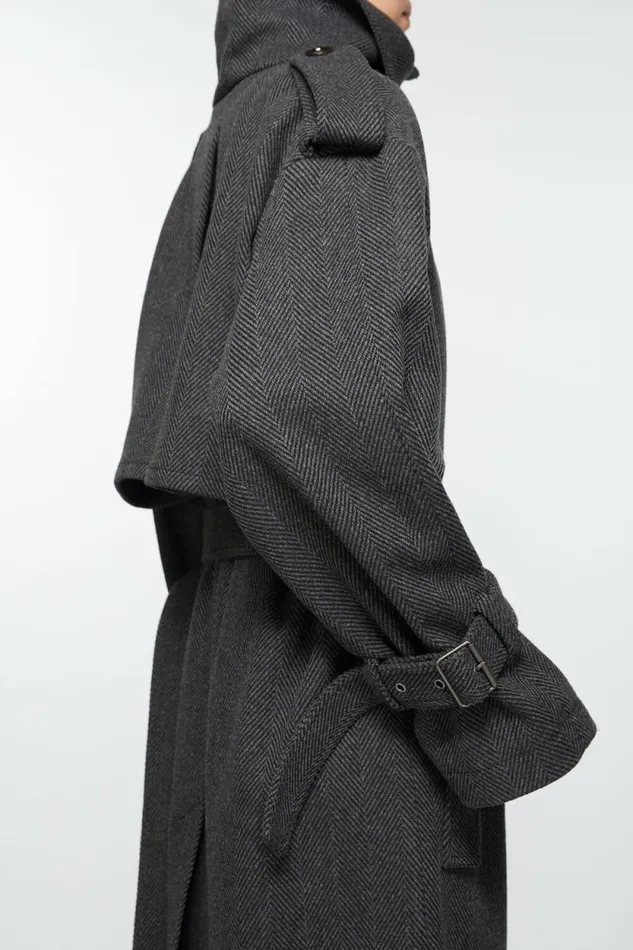 Acne Studios Belted Coat Greyblack Women Outerwear