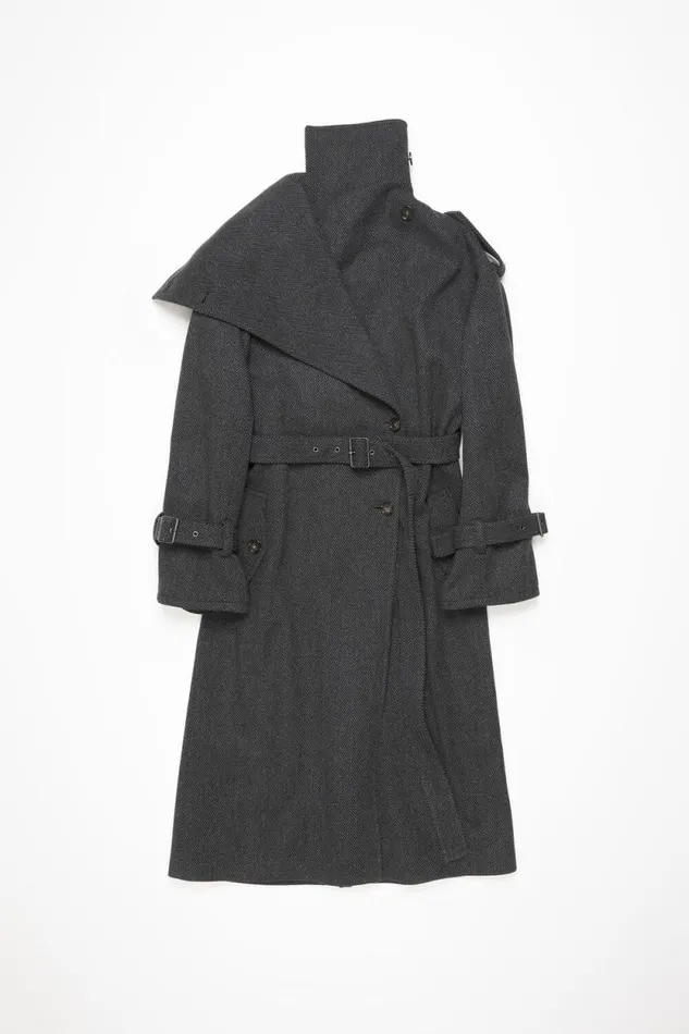 Acne Studios Belted Coat Greyblack Women Outerwear