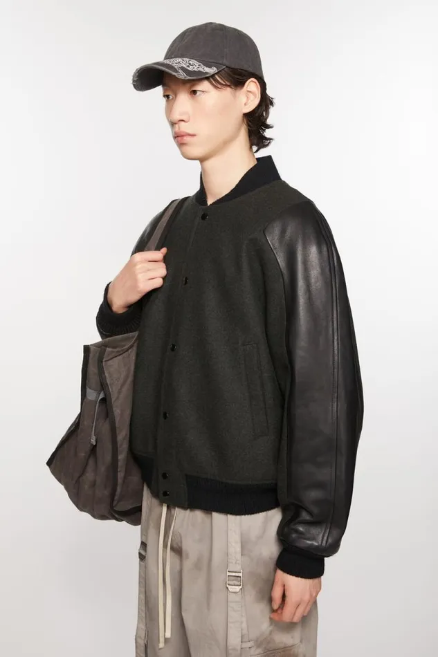 Acne Studios Bomber Jacket Dark Grey Melange Men Outerwear