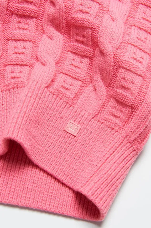 Acne Studios Cable Wool Sleeveless Jumper Tango Pink Men Knitwear