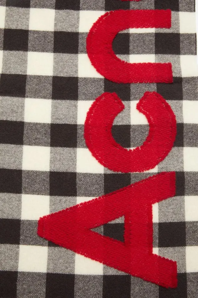 Acne Studios Check Logo Scarf Carbon Greyred Women Scarves Acne Studios Check Logo Scarf Carbon Greyred Women Scarves
