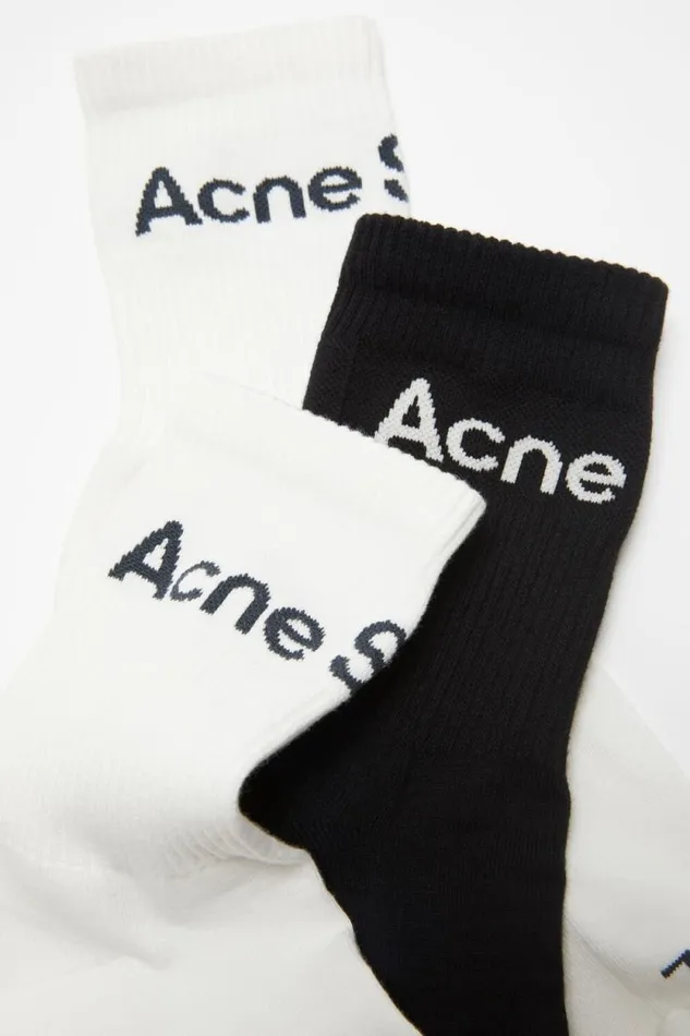Acne Studios Cotton Logo Socks 8211 3 Pack Whitewhiteblack Women Socks Acne Studios Cotton Logo Socks 8211 3 Pack Whitewhiteblack Women Socks