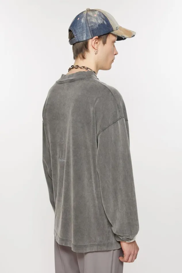 Acne Studios Crew Neck Sweater 8211 Relaxed Unisex Fit Faded Black Women Tshirts