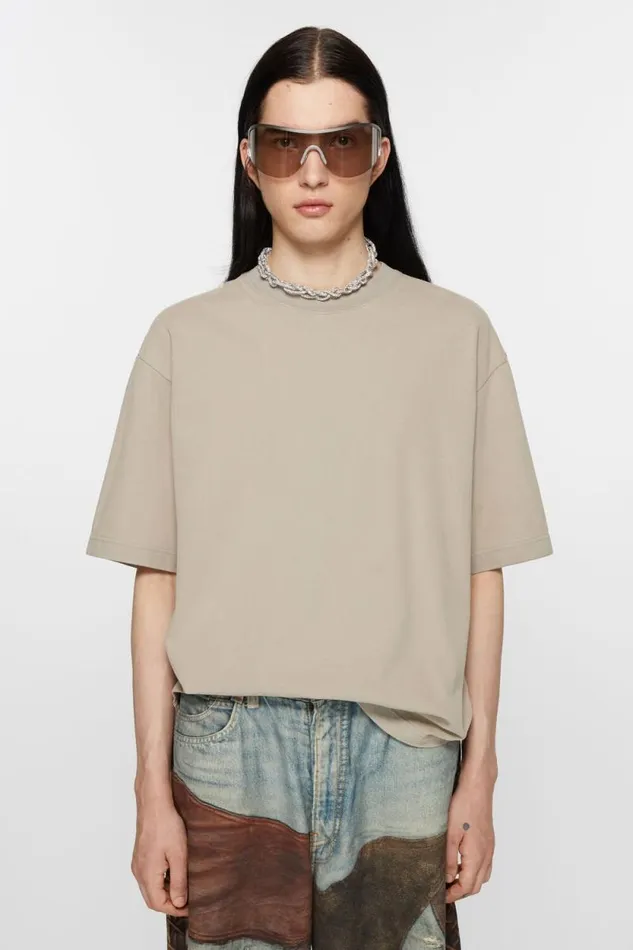 Acne Studios Crew Neck Tshirt 8211 Relaxed Fit Concrete Grey Women Tshirts