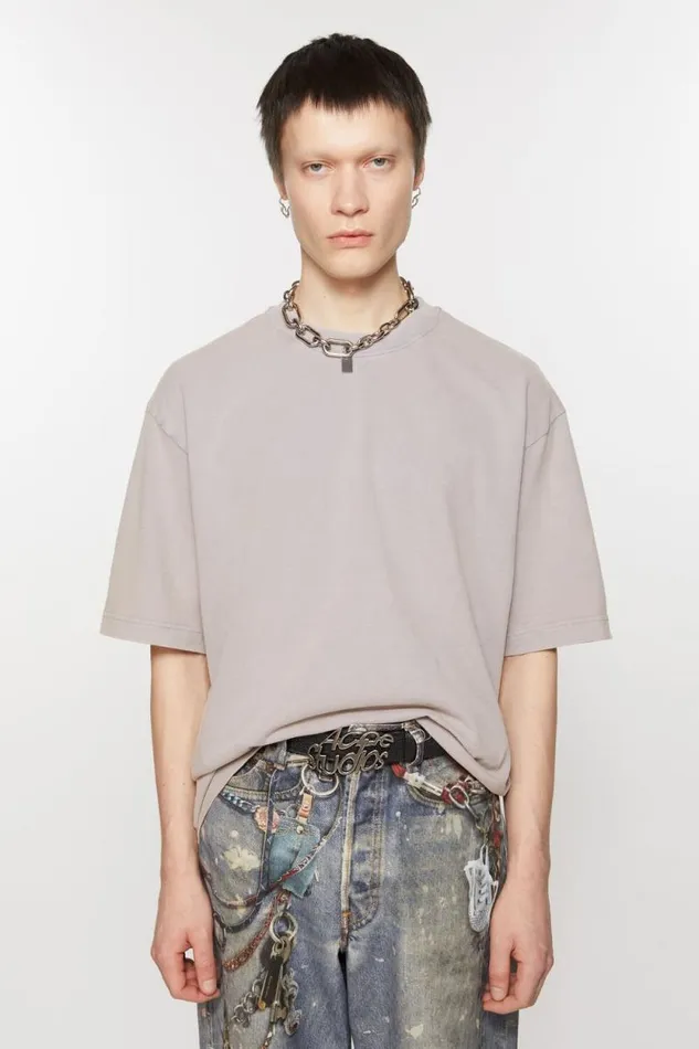 Acne Studios Crew Neck Tshirt 8211 Relaxed Unisex Fit Dusty Purple Men Tshirts
