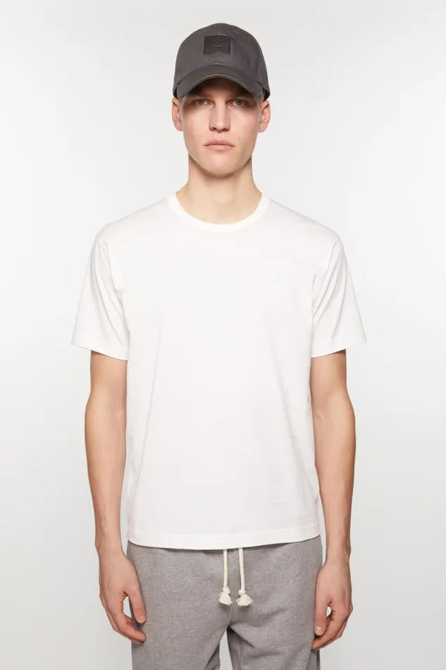 Acne Studios Crew Neck Tshirt Regular Fit Optic White Men Tshirts