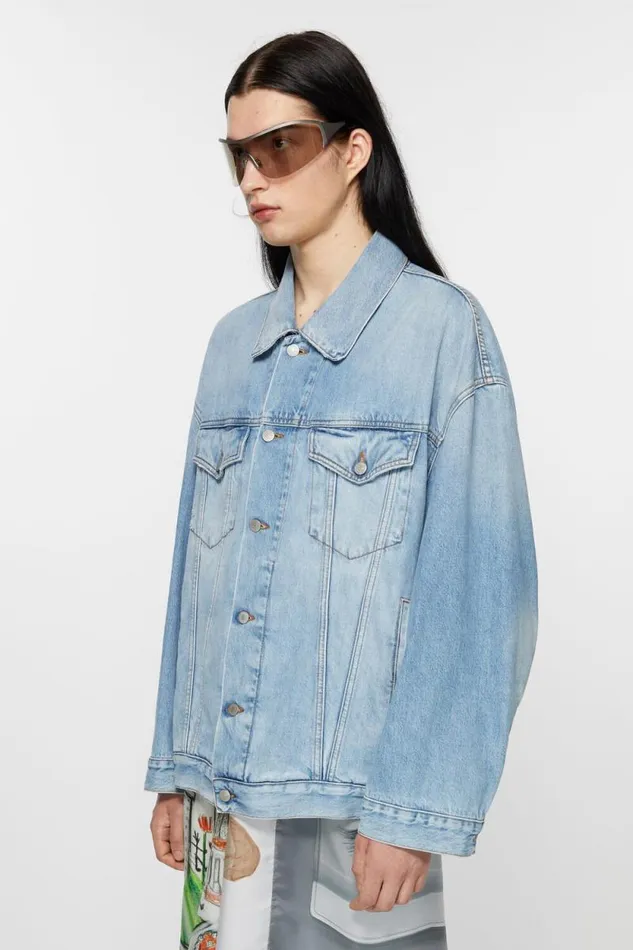 Acne Studios Denim Jacket 8211 Oversized Unisex Fit Light Blue Women Outerwear