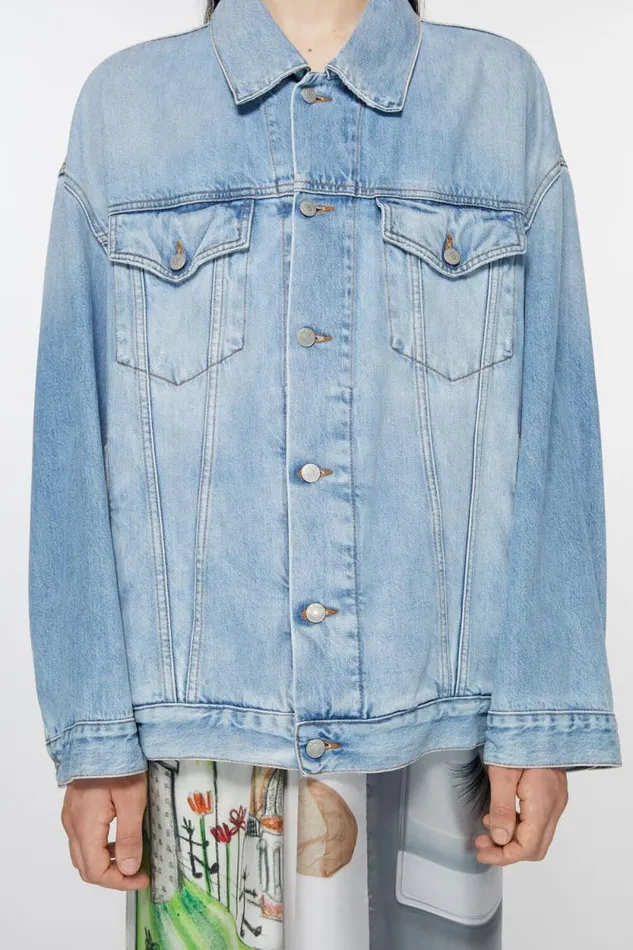 Acne Studios Denim Jacket 8211 Oversized Unisex Fit Light Blue Women Outerwear