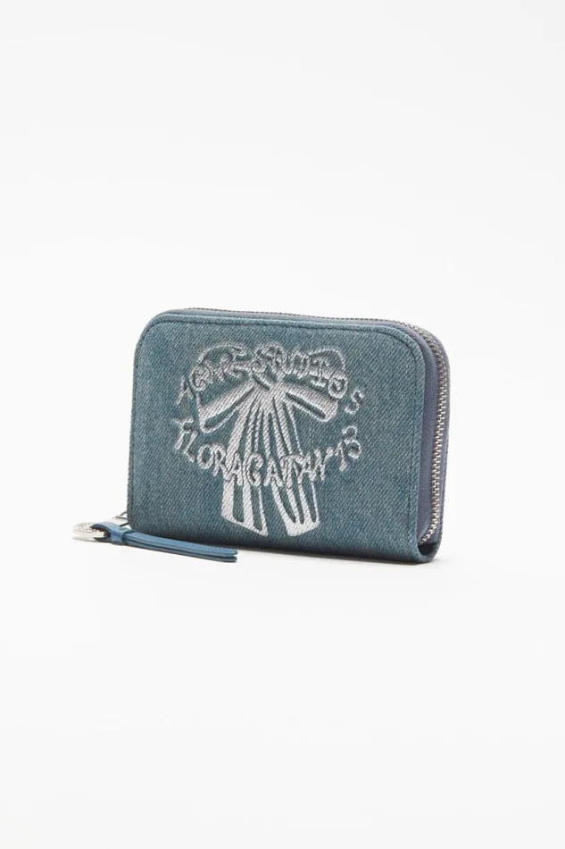 Acne Studios Denim Zip Wallet Dusty Blue Men Small Leather Goods
