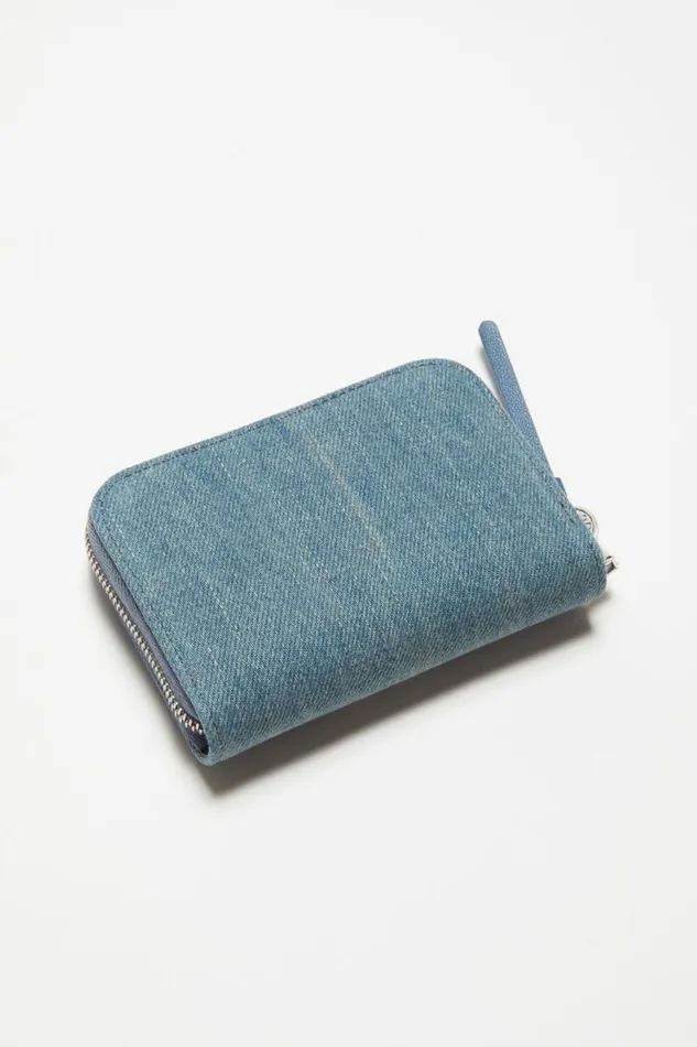Acne Studios Denim Zip Wallet Dusty Blue Men Small Leather Goods