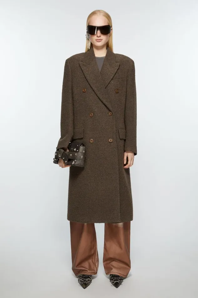 Acne Studios Doublebreasted Wool Coat Taupe Grey Women Outerwear