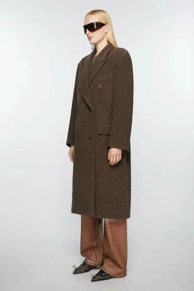 Acne Studios Doublebreasted Wool Coat Taupe Grey Women Outerwear