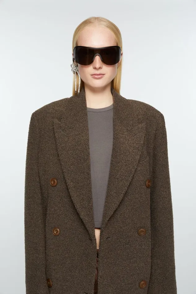 Acne Studios Doublebreasted Wool Coat Taupe Grey Women Outerwear