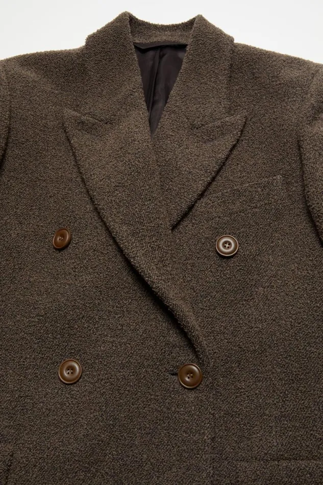 Acne Studios Doublebreasted Wool Coat Taupe Grey Women Outerwear