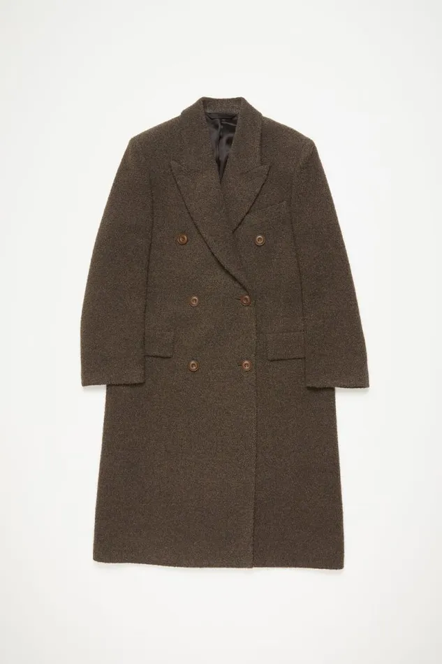 Acne Studios Doublebreasted Wool Coat Taupe Grey Women Outerwear