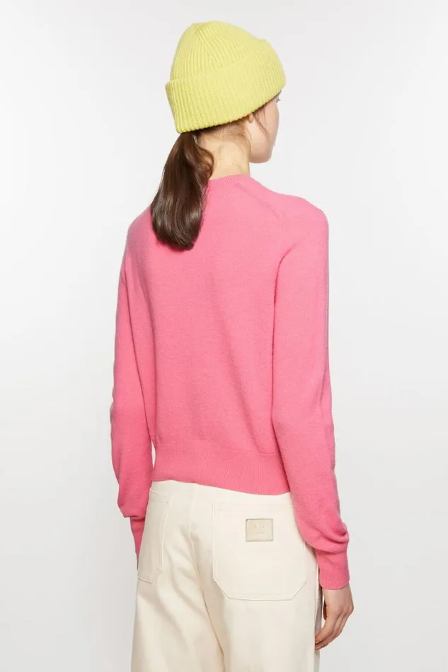 Acne Studios Embellished Face Logo Cardigan Tango Pink Women Knitwear
