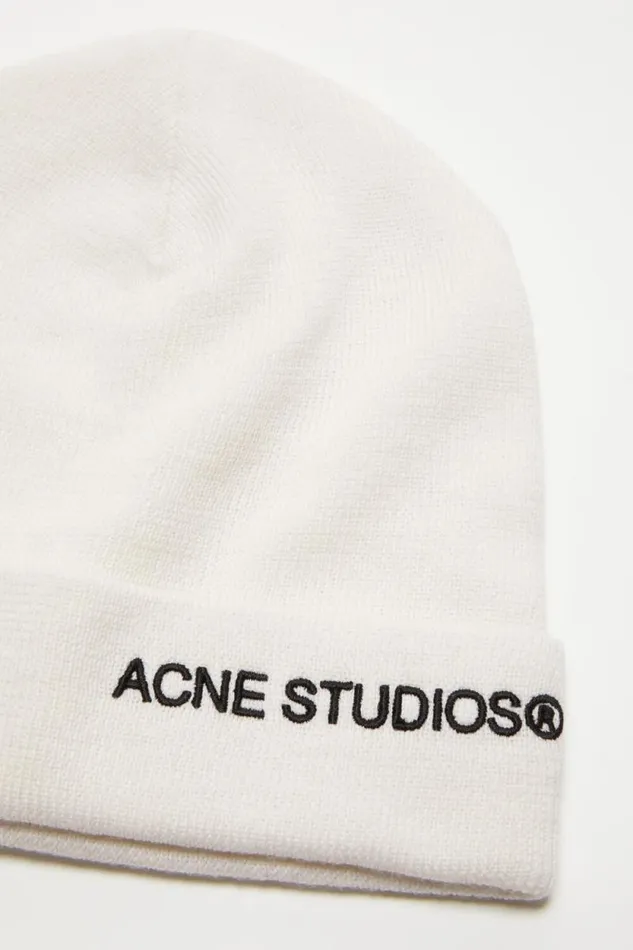 Acne Studios Embroidered Logo Beanie Off White Men Hats