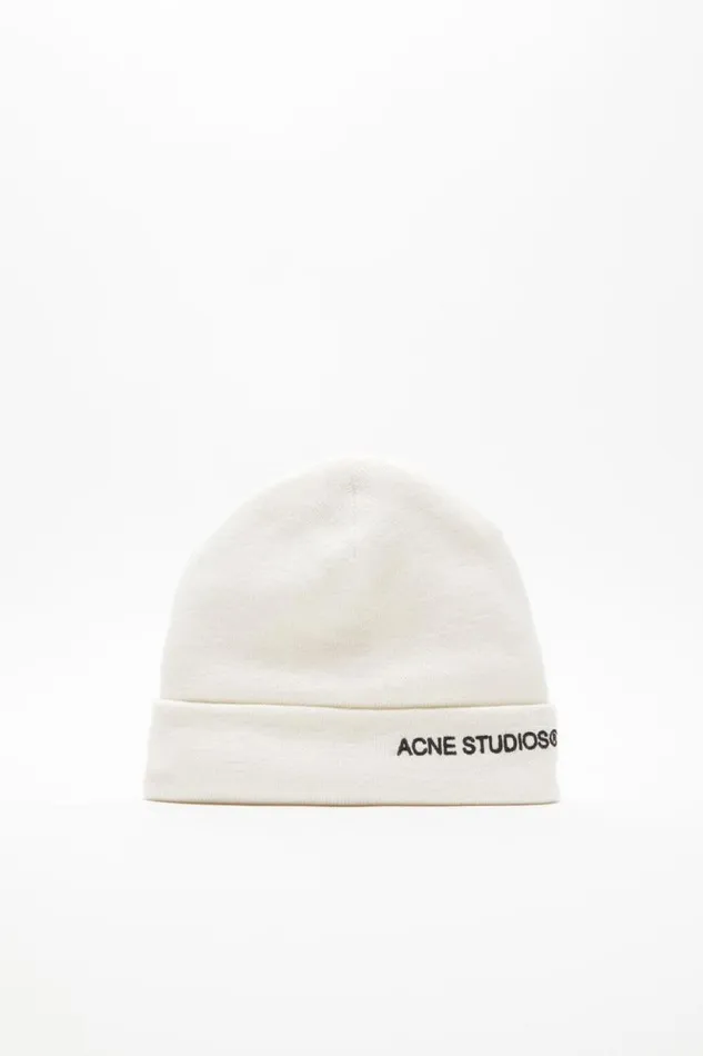 Acne Studios Embroidered Logo Beanie Off White Women Hats