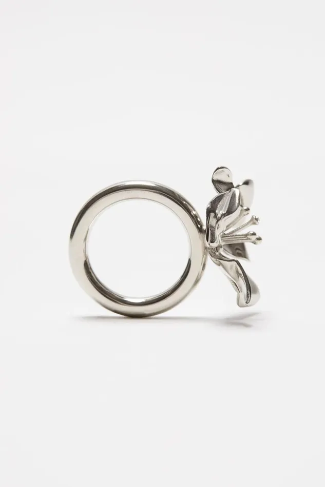 Acne Studios Flower Ring Silvertransparent Women Jewellery