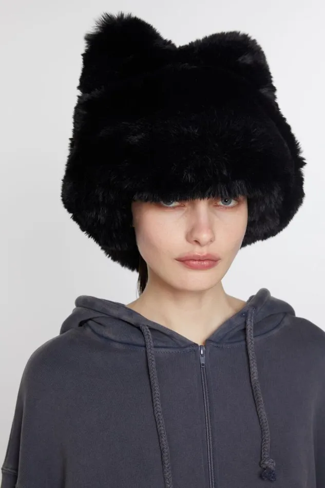 Acne Studios Fluffy Bow Hat Black Men Hats Acne Studios Fluffy Bow Hat Black Men Hats
