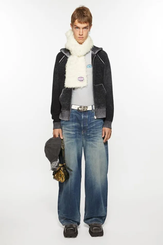 Acne Studios Fluffy Scarf 8211 Narrow White Women Scarves Acne Studios Fluffy Scarf 8211 Narrow White Women Scarves