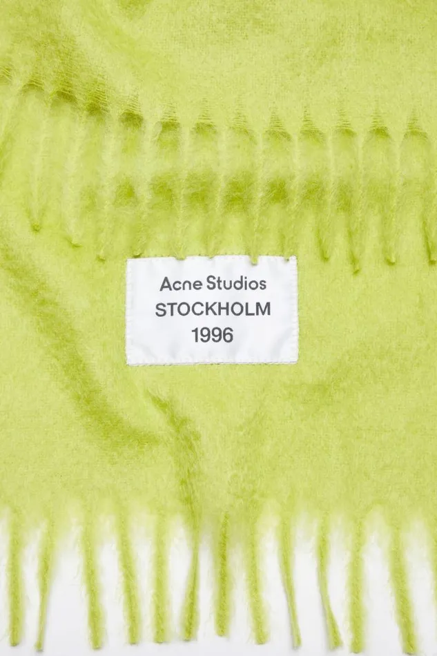 Acne Studios Fringe Alpaca Scarf Neon Green Men Scarves Acne Studios Fringe Alpaca Scarf Neon Green Men Scarves