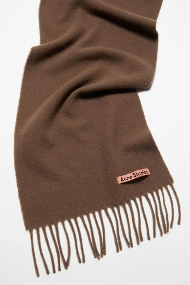 Acne Studios Fringe Wool Scarf 8211 Skinny Chocolate Brown Men Scarves Acne Studios Fringe Wool Scarf 8211 Skinny Chocolate Brown Men Scarves