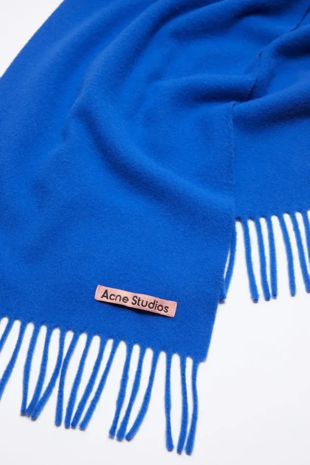 Acne Studios Fringe Wool Scarf 8211 Skinny Royal Blue Men Scarves Acne Studios Fringe Wool Scarf 8211 Skinny Royal Blue Men Scarves