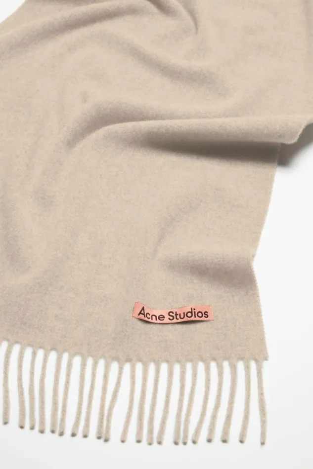 Acne Studios Fringe Wool Scarf Narrow Oatmeal Melange Women Scarves Acne Studios Fringe Wool Scarf Narrow Oatmeal Melange Women Scarves