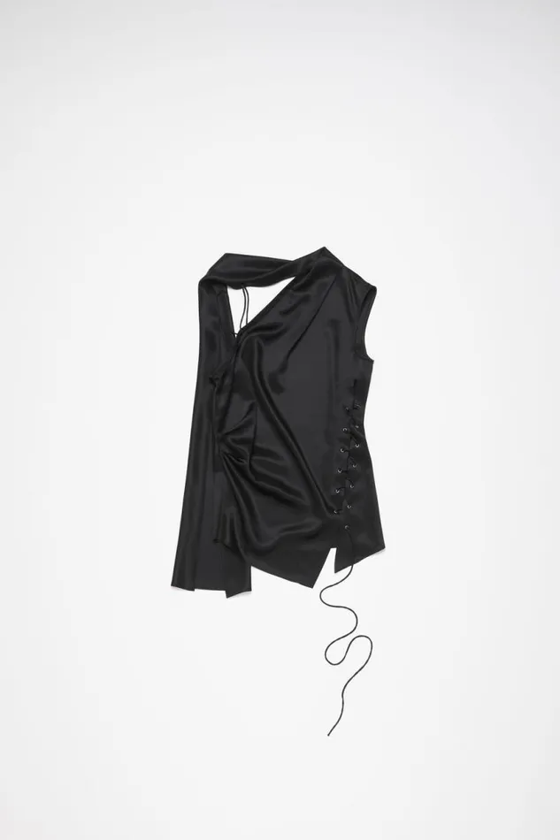 Acne Studios Fringe Wrap Blouse Black Women Shirts and Blouses Acne Studios Fringe Wrap Blouse Black Women Shirts and Blouses