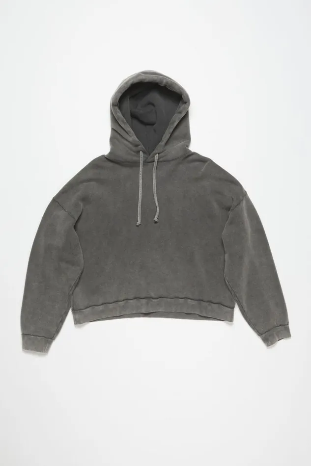 Acne Studios Hooded Sweater Logo Patch Faded Black Women Sweatshirts
