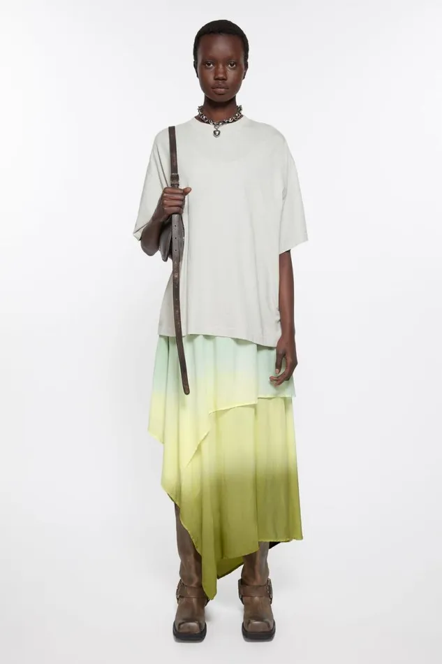 Acne Studios Layered Tshirt Dress Pastel Yellow Women Dresses