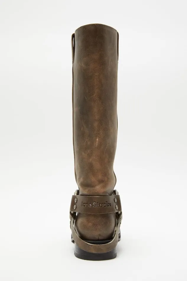 Acne Studios Leather Buckle Boots Greige Women Shoes Acne Studios Leather Buckle Boots Greige Women Shoes