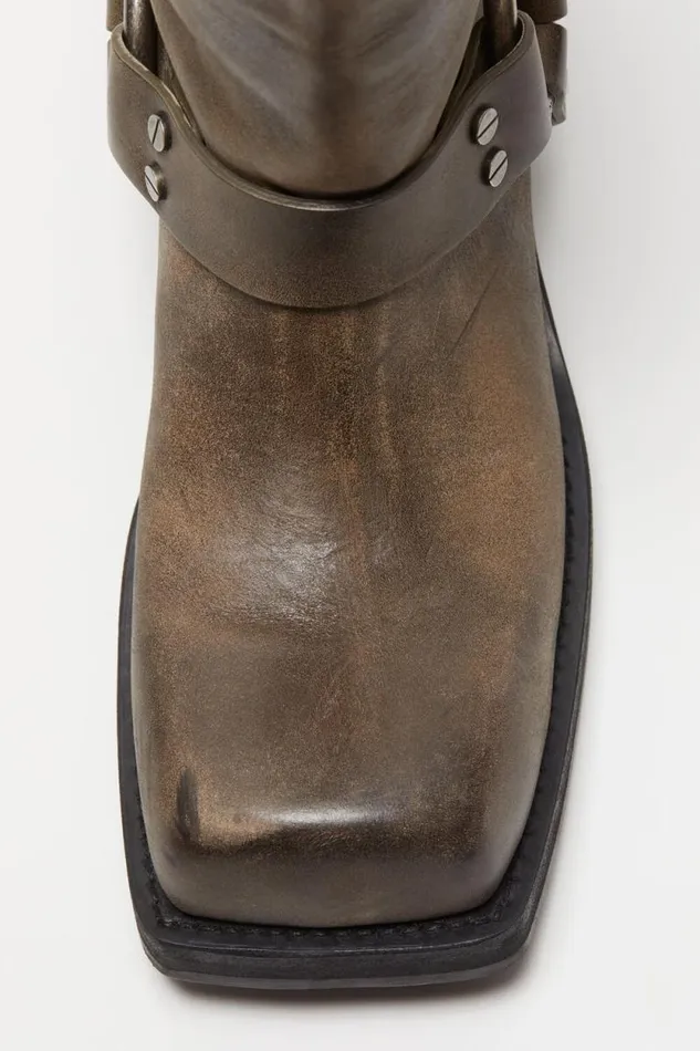 Acne Studios Leather Buckle Boots Greige Women Shoes Acne Studios Leather Buckle Boots Greige Women Shoes