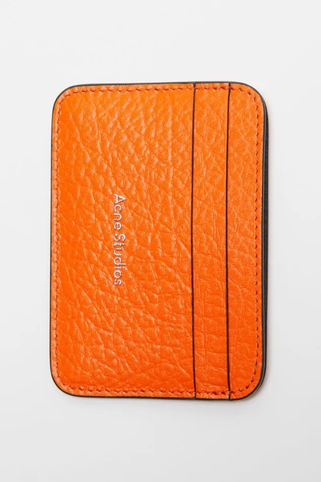 Acne Studios Leather Card Holder Bright Orange Men Small Leather Goods Acne Studios Leather Card Holder Bright Orange Men Small Leather Goods