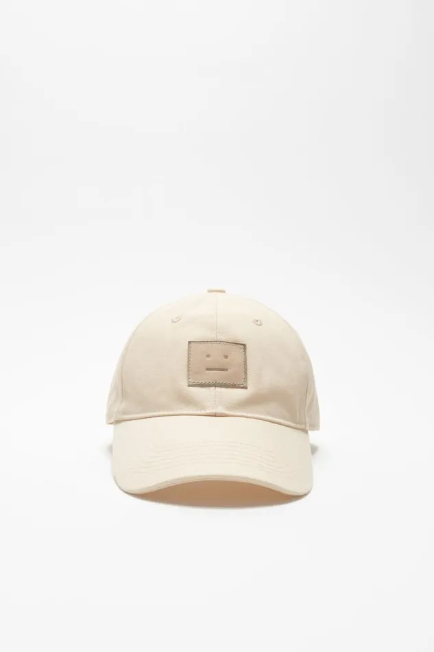 Acne Studios Leather Face Patch Cap Oatmeal Melange Women Face Collection